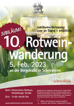 10. Jubiläums-Rotweinwanderung am 05.02.2023